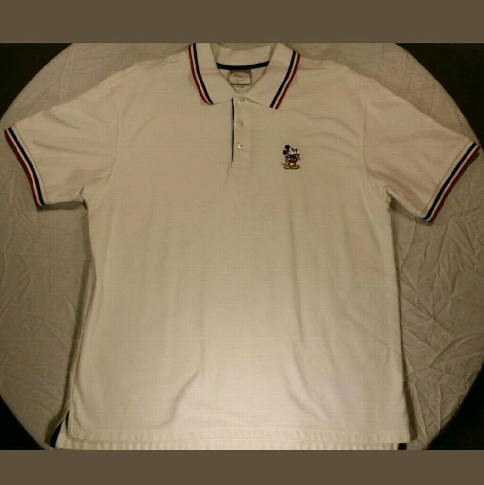 Disney White Short Sleeve Polo Shirt Mickey Mouse